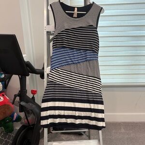 Bailey 44 Navy and White Striped Midi Dress